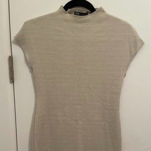 Zara Beige Short Stretch Knit Dress Size L